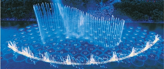 炫酷噴泉 樂動西湖 仿古建筑